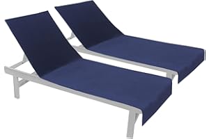 COTTON CRAFT Pool Lounge Chair Cover - 2 Pack 100% Cotton Soft Ringspun Terry Towel Chaise Patio Picnic Spa Sun Lounger Beach Lounge Chair Cover - Oversized 32 in W x 82 in L x 7 in Pocket – Navy Blue