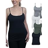 MISS POPULAR Women's 4-Pack Camisole Tank Tops Basic Undershirt with Adjustable Spaghetti Straps,Sizes XS-2XL