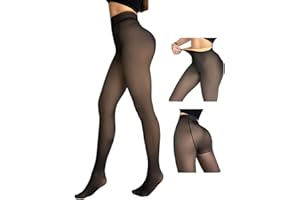 CHICME Womens Thick Fleece Lined Transparent Tights 2025 High Waist Elasticity Thermal Pantyhose Faux Sheer Warm Leggings