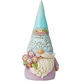 Enesco Jim Shore Heartwood Creek Gnome Holding Flowers Figurine- Stone Resin Hand Painted Crafted Collectible Decorative Gnomes Figurines Home Decor Statue, 7 Inch