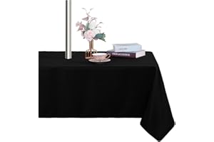 Fitable Table Cover Outdoor and Indoor Tablecloth - Washable Waterproof Wrinkle Free Table Cloth with Zipper and Umbrella Hole for Spring/Summer/Party/Picnic/BBQS/Patio Black 60x84 inch