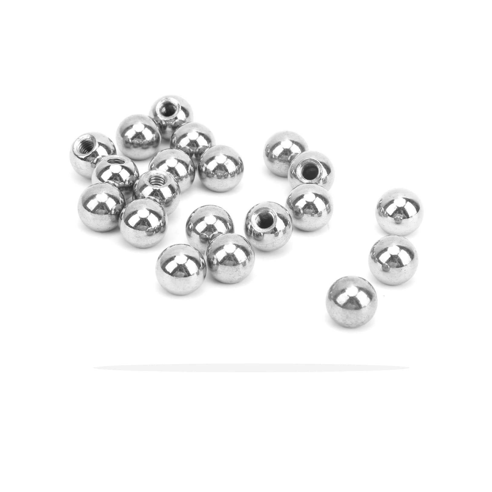 SALUTUY M4 Threaded Ball,20Pcs M4 Threaded Ball Stainless Steel Silver White Bright Finish Lever Knob Built in Screw Nut Replacement Knob for 3D Printer Magnetic Joints