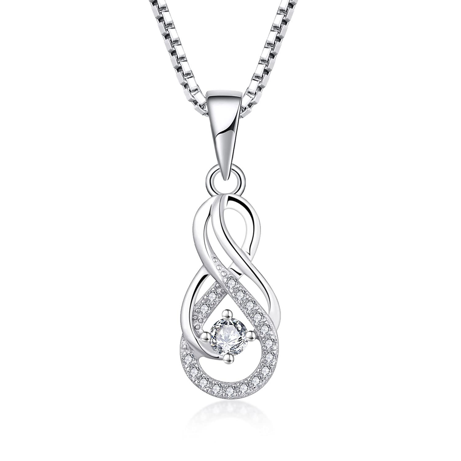 Starnny Women's Necklace,925 Sterling Silver Infinity Pendant April Birthstone 3A Cubic Zirconia Jewellery for Women