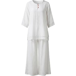 NPHFPSQA Women's Linen Zen Tai Chi Meditation Clothes Loose-fitting Casual Tea House Attire For Morning Exercise Daily Wear