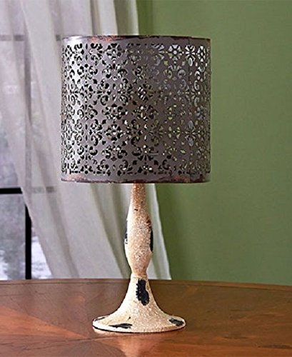 Vintage Look Metal Pillar Candle Holder Table Lamp Light 15" Home Decor