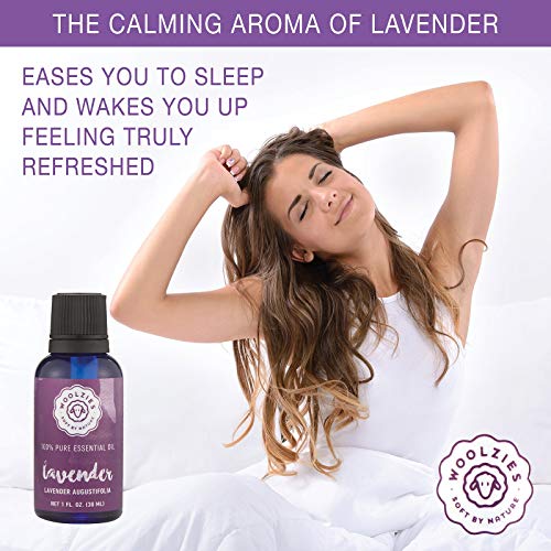 Woolzies Lavender Essential Oil - 100% Pure Therapeutic Grade Lavender Oil for Diffuser and Topical Use, Improves Relaxation and Sleep Quality, 1 FL OZ.
