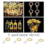 WEIERJIA 4Pack Micro LED String Lights Copper Wire Lights，Battery Operated Portable Lights,Fairy Decor Rope Light for Christmas,Seasonal Decoration Home ,Holiday, Party(Warm white,20 LEDs/7.2Feet)