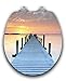 TOPSEAT Art of Acryl Round Toilet Seat w/Slow Close Chromed Metal Hinges, Wood, Florida
