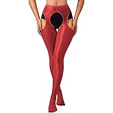 ChiaoLezhee Sexy Shiny Tights, Sheer High-Waisted, Suspender Pantyhose For Women Rave Party Outfits Leggings Pants Exotic