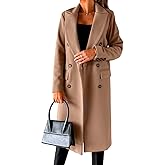 IDEALSANXUN Womens Long Wool Coat Double Breasted Trench Coat Fall Winter Clothes