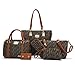 Women Shoulder Handbag for Work Purse 6 Piece Set Bag (Brown-6)