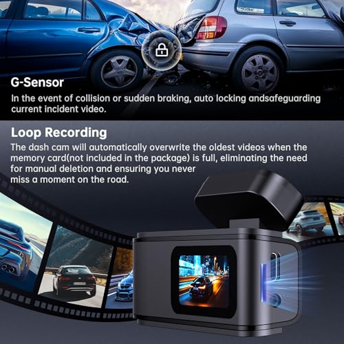 Dash Cam Front and Rear 2.5K+1080P, Ultra HD Dash Cam Built-in WiFi, Dual Car Camera with 170°Wide Angle, Super Night Vision Dashcam with 24H Parking Mode, G-Sensor, App Control, Loop Recording