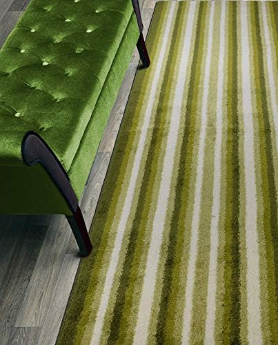 Custom Size Hallway Runner Rug, Slip Resistant, 26 Inch Wide X Your Choice of Length, Stripes Green, 26 Inch X 2 Feet, Doormat Size