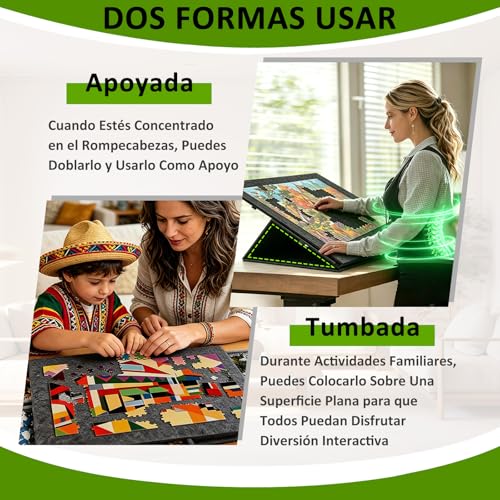 TRYXZSZ Mesa para Rompecabezas de Sintió 1500PCS, Tablero para Rompecabezas de Plegable, Puzzle Board Todo en Uno, con 6 Cajones y Cubierta, No Requiere Montaje, Ligero y Portátil