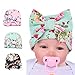 BQUBO Newborn Hospital Hat Infant Baby Hat Cap with Big Bow Soft Cute Knot Nursery Beanie, 3 Pack: Pink, Green, Black / 0-3 Month, One Size