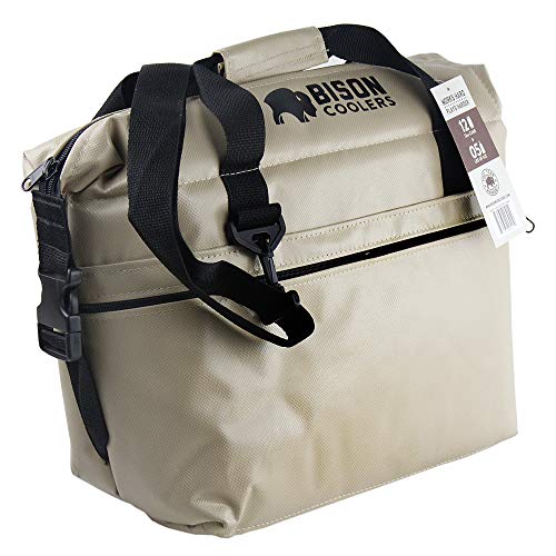 BISON COOLERS Soft Sided Insulated 12 Can Cooler Bag Tear Proof Ice