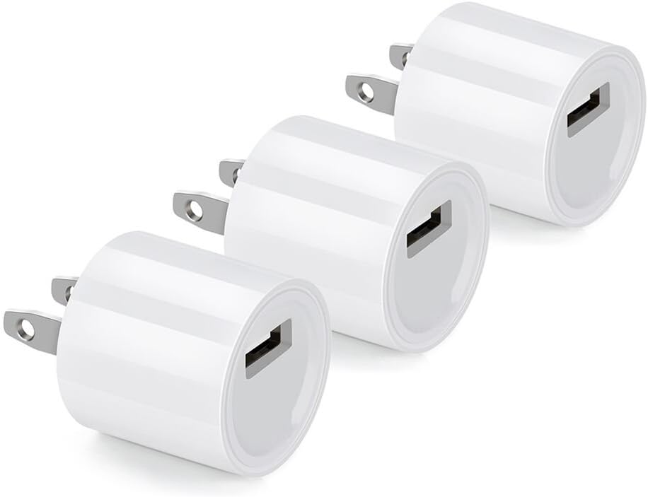 USB Wall Charger, ALPULON 3-Pack Protable Home Travel 5v/1a Wall Adapter for iPhone 7 Plus 6S iPad,Samsung Galaxy S7/S6 Edge S5,Google Pixel Nexus,LG, HTC,Nokia Android More (White)