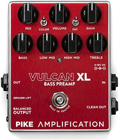 Pike Amplification Vulcan XL Bass Overdrive/Distortion Preamp Pedal
