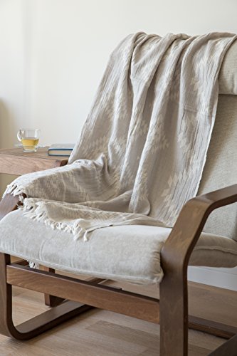Mebien Turkish Beach Bath Towel Peshtemal-Luxury Prewashed Cotton Blanket Vintage L.Grey 33x66inches