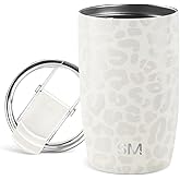 Simple Modern Travel Coffee Mug Tumbler with Flip Lid | Reusable Insulated Stainless Steel Cold Brew Iced Coffee Cup Thermos | Gifts for Women Men Him Her | Voyager Collection | 12oz | Cream Leopard