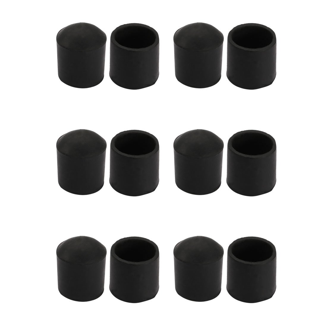sourcingmap 12pcs Furniture Desk Chair Round Rubber Leg Tip Protect Cap 22mm Inner Dia Black