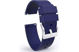 Wellfit Watch Strap, Soft Silicone Quick Release Watch Band, Stainless Steel Buckle, Choose Color & Width,18mm, 20mm, 22mm, Silky Smooth Rubber Watch Bands