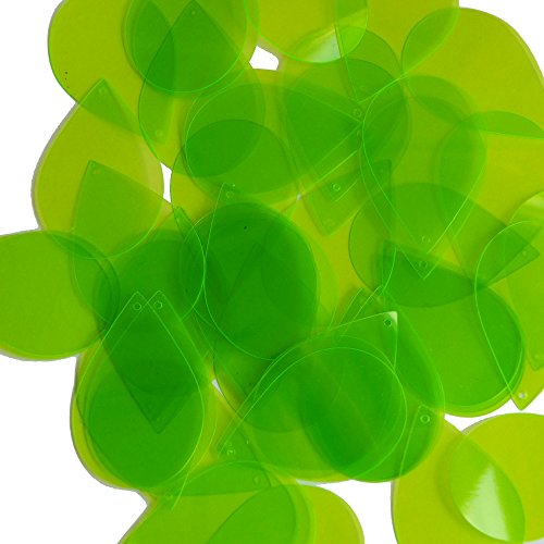 Sequin Tear Drop 1.5 inch Lime Green Transparent See Thru Couture Loose Paillettes. Made in USA.