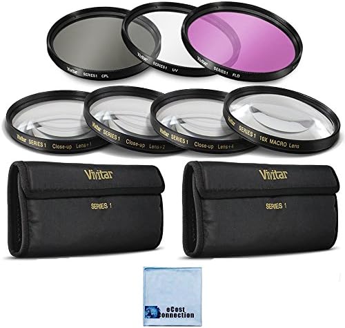 Vivitar 72mm High resolution Pro series Multi Coated HD 3 Pc. Digital Filter Set + 72mm Pro Series 4pc HD Macro Close Up Filter Set +1 +2 +4 +10 for Panasonic AG-AC130 AVCCAM HD AG-AC160A, AG-HMC150 and More Models + eCost Microfiber Cleaning Cloth