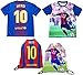 Messi Jersey Style T-shirt Kids Lionel Messi Jersey Picture T-shirt Gift Set Youth Sizes ✓ Premium Quality ✓ ✓ Soccer Backpack Gift Packaging (YL 10-13 Years Old, Messi)