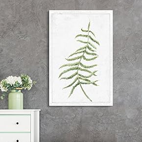 Canvas Wall Art - Hand Drawn Green Slim Tree Leaf Series 7 Artwork - Giclee Print Gallery Wrap Modern Home Art Ready to Hang - 12x18 inches