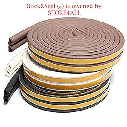 Stick&Seal D Shaped (Brown) Self-Adhesive Epdm Doors And Windows Foam Seal Strip Rubber Weatherstrip 6 Meter (2 X 3 M = 6 Meter)