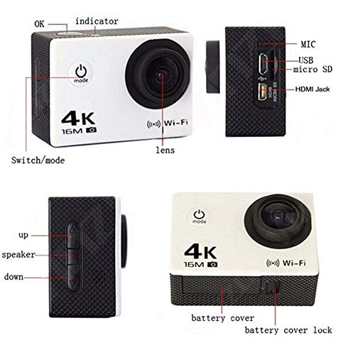 Mihaojianbing Silber Unterwasserkamera, WiFi, wasserdichte Sportkamera 4K, 2,4 G Fernbedienung, 170-Grad… – Bild 3