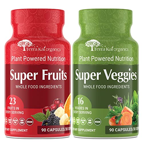 Organic Super Fruits and Veggies Supplement by Terra Kai Organics Gluten Free, Gelatin Free
