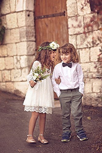 white bohemian flower girl dress