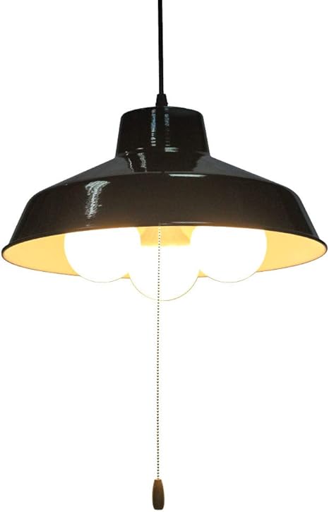 Kirin Industrial Pendant Light Fixtur With Pull Chain Black Metal