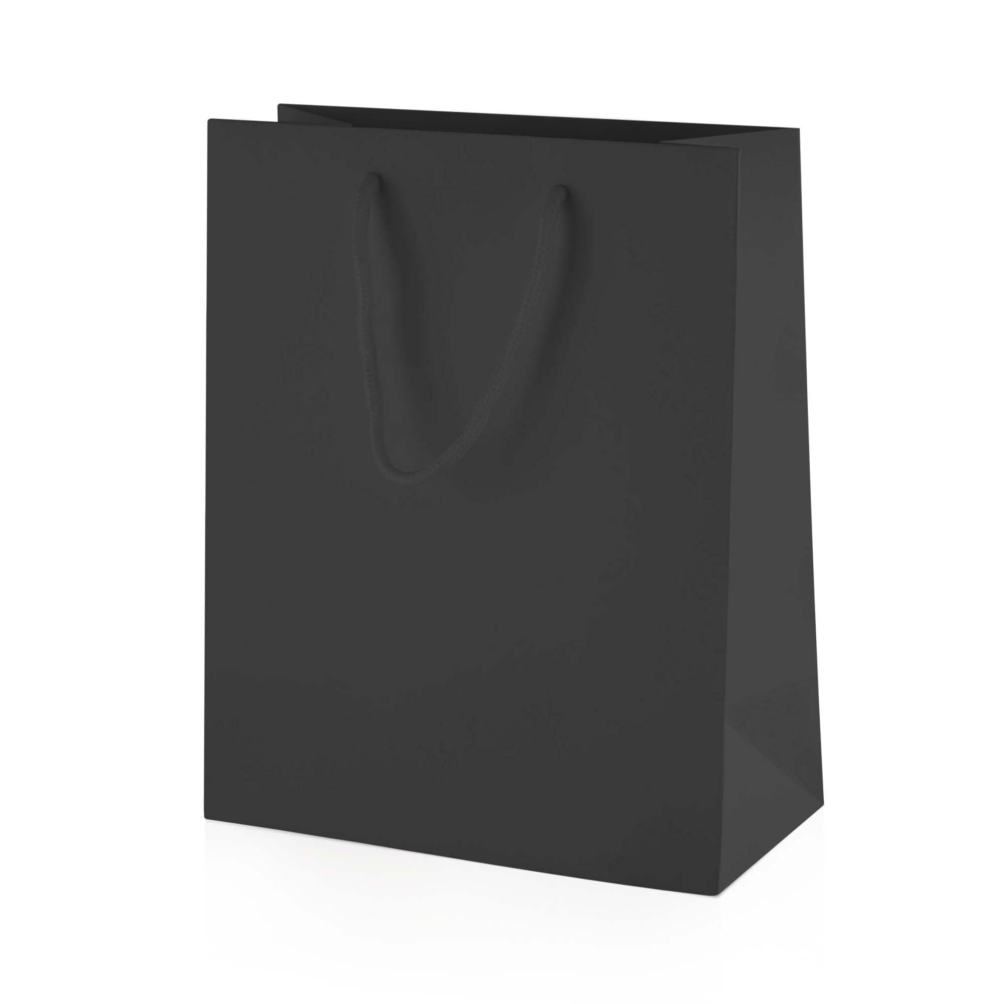 Thepaperbagstore 20× Black Medium Matt Gift Bags 20×24×10cm – 250 gsm Boutique Paper Bags with Rope Handles & Reinforced Base – Ideal for Gifts, Weddings, Retail & Corporate Use