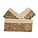 Rectangular Woven Seagrass Storage Bins with Handle,Kingwillow. (water hyacinth, Set of 3)