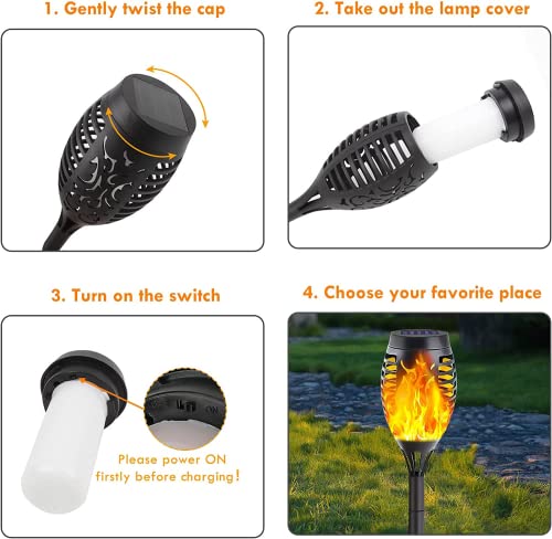 12-Pack Solar Outdoor Lights for Garden Decorations with Flickering Flame (Upgraded Super Bright), Waterproof Tiki Torches Solar Flame Torch for Outside Pathway Patio Yard Porch Decor - Auto On/Off