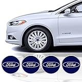 EdwardSmithCars 4 x 55mm Diameter Ford Wheel Center Cap Sticker Emblem Self Adhesive for Flat Surfaces