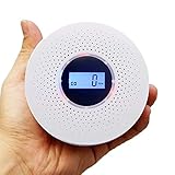 Combination Carbon Monoxide Detector and Smoke Detector, Battery Operated Travel Portable CO Alarm with Voice Warning and LCD Digital Display