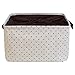 DOKEHOM 15-Inches Storage Basket with Lid, Drawstring Large Square Collapsible Canvas Laundry Hamper for Clothes Toy (Brown, M)