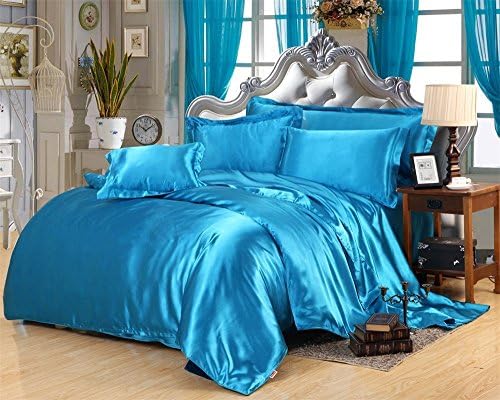 Ultra Soft Luxurious Satin 3-Peice Duvet Set Super Silky Vibrant with comes in many colors like Turquoise Blue Full/Queen