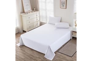 WYFKYMXX Waterproof Bed Sheet - Cotton Breathable Percale Flat Bed Sheets Ideal for Hotels and Hospitals for Bed Couch Machine Washable (White,King- 230 x 250cm)