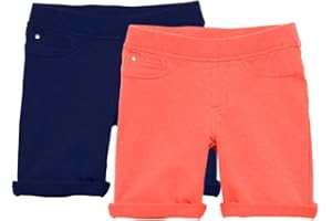 KIDPIK Shorts for Girls - 2 Pack Kids 5 Pocket Knit Bermuda Spring or Summer Shorts
