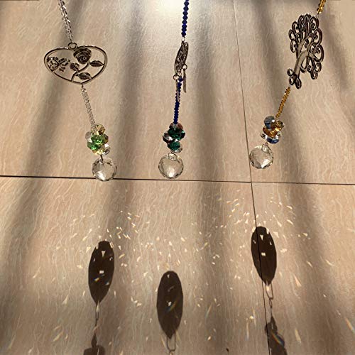Joojus Sun Catcher Colorful Crystals Ball Glass Pendants Chandelier Suncatchers Prisms Hanging Ornament Octogon Chakra for Plants, Cars, Window Décor, Home, Office, Garden Decoration, 3 Pcs