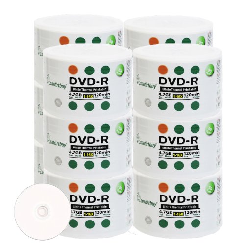 Smartbuy 600-disc 4.7gb/120min 16x DVD-R White Thermal Hub Printable Blank Media Recordable Disc