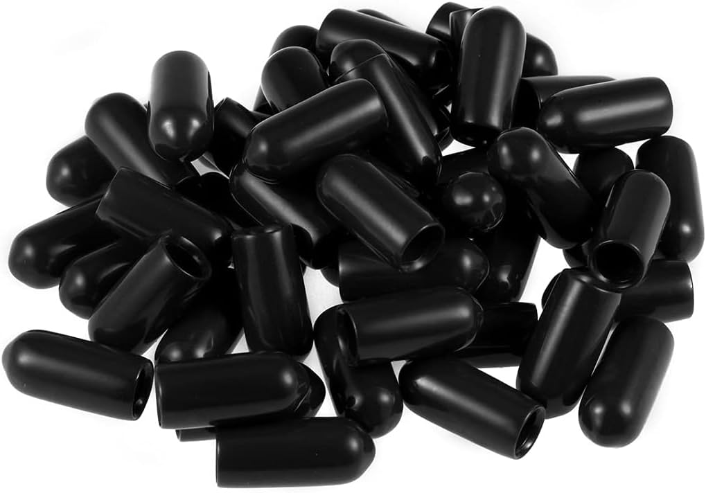 MACHSWON 50pcs Rubber End Caps 5mm ID, Vinyl Round End Cap Cover Screw Thread Protectors Tube Bolt Cap for protection of Screws Tubes Cables Wires, etc — image 1