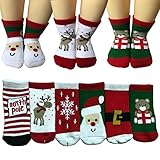 Kakalu 6 Pair Baby Christmas Socks Thickened Cotton Little Kids Holiday Toddler Girls Boys Ankle Socks For 6-28 Months