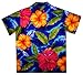 V.H.O Funky Hawaiian Shirt, BigFlower, Blue, XXL