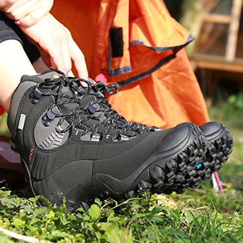 Manfen Women's Hiking Boots Lightweight Waterproof Hunting Boots, Ankle Support, High-Traction Grip Black, 9.5 Manfen Women's Hiking Boots Lightweight Waterproof Hunting Boots, Ankle Support, High-Traction Grip Black, 9.5